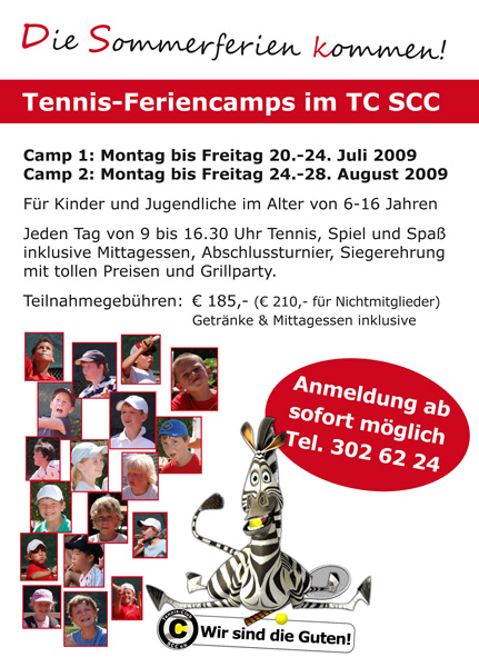 Plakat Tennisferiencamps im TC SCC
