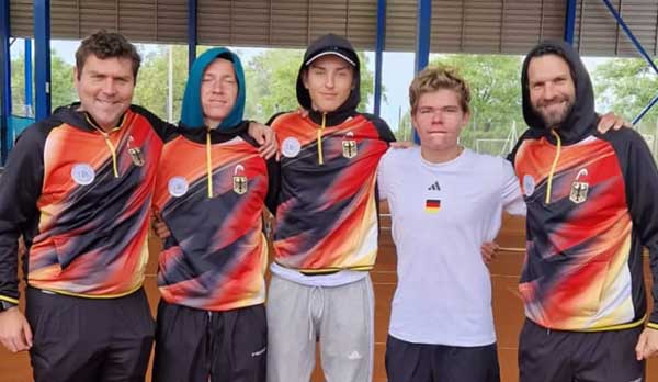 Das deutsche Junior Davis Cup Team bei den Finals in Córdoba (v.l.n.r.: Max Birka, Max Schönhaus, Justin Engel, Diego Dedura-Palomero, Philipp Petzschner)